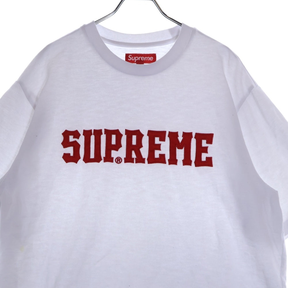 SUPREME(シュプリーム) 24AW Twill Applique S/S Top ツウィルアップリケショートスリーブトップ ロゴ刺繍半袖Tシャツ ホワイト