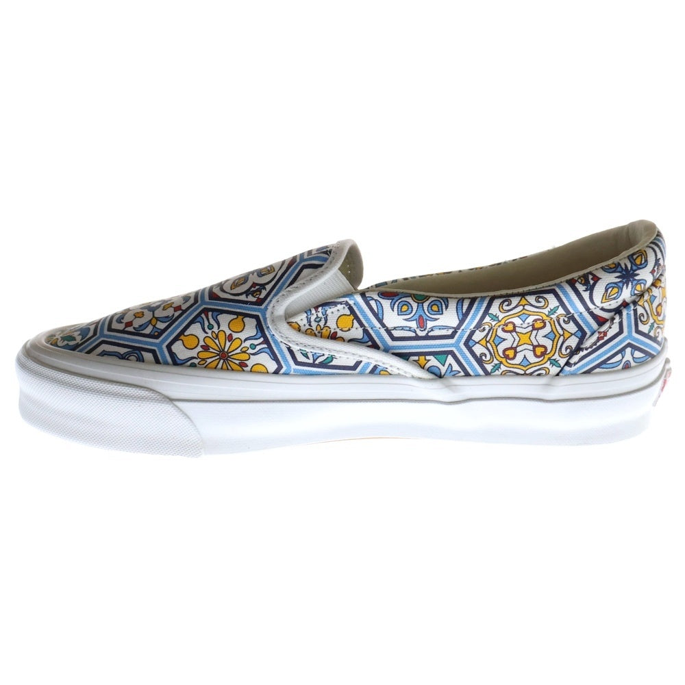 VANS(ヴァンズ) ×KITH Og Classic Slip-O Moroccan キス モロカン タイルブルー ペイズリースリッポン ローカットシューズ ホワイト US9/27cm VN0A45JK2CM