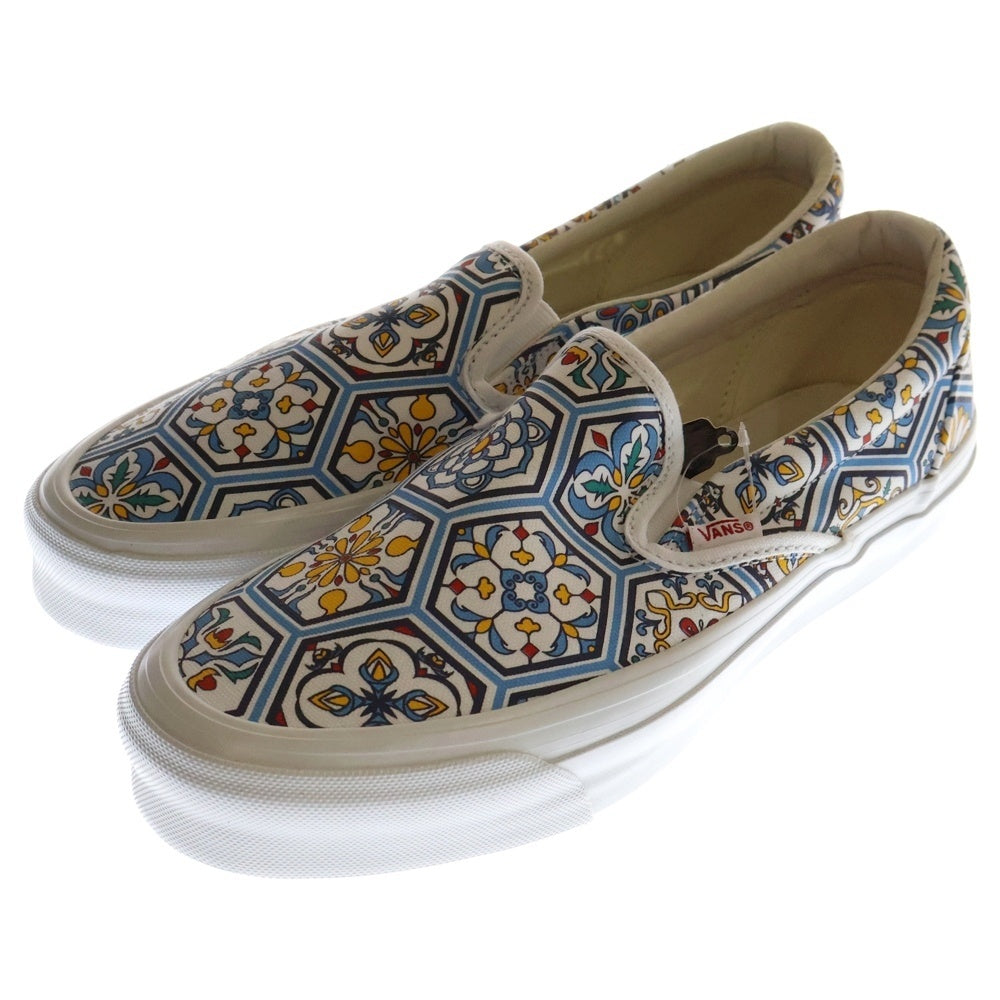 VANS(ヴァンズ) ×KITH Og Classic Slip-O Moroccan キス モロカン タイルブルー ペイズリースリッポン ローカットシューズ ホワイト US9/27cm VN0A45JK2CM