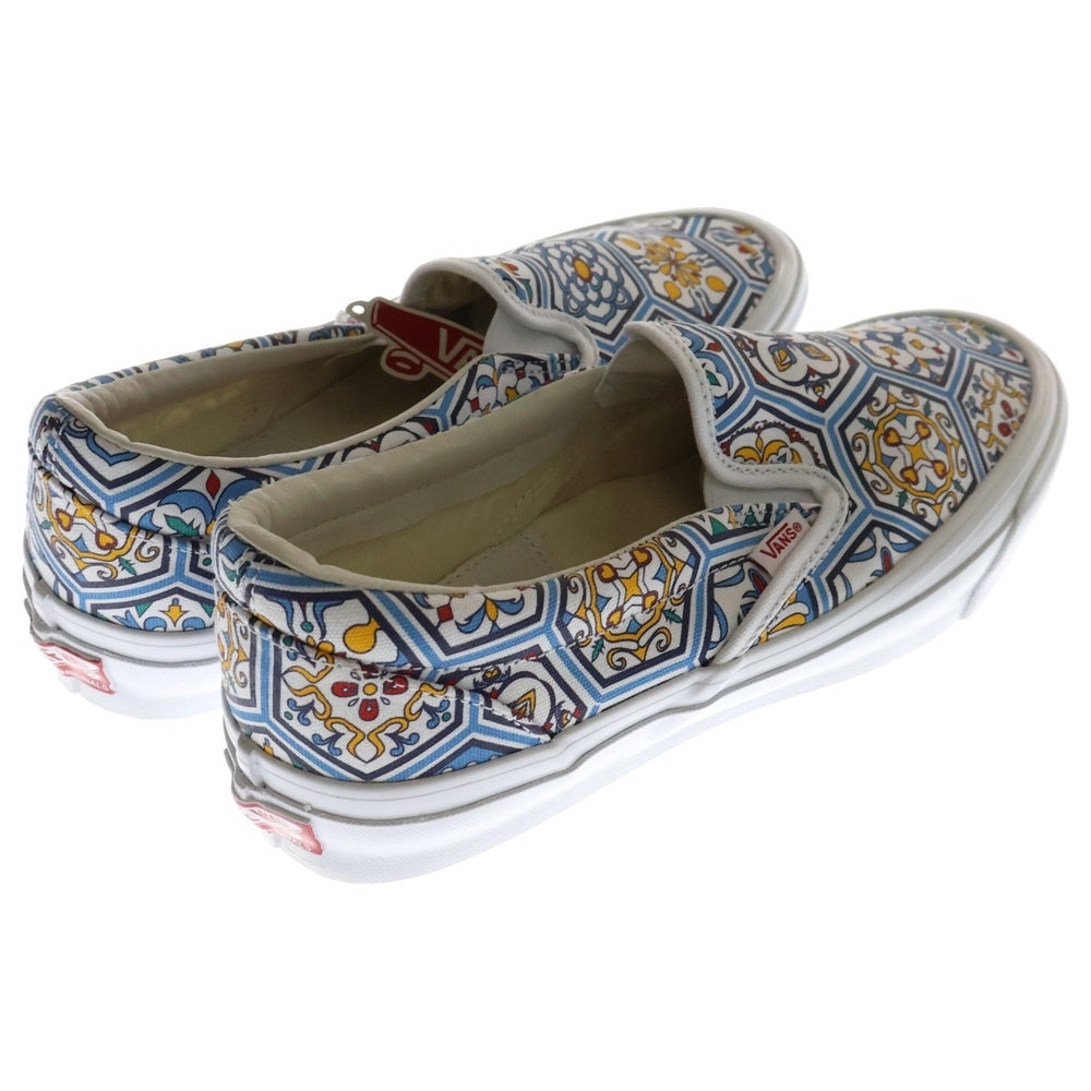 VANS(ヴァンズ) ×KITH Og Classic Slip-O Moroccan キス モロカン タイルブルー ペイズリースリッポン ローカットシューズ ホワイト US9/27cm VN0A45JK2CM