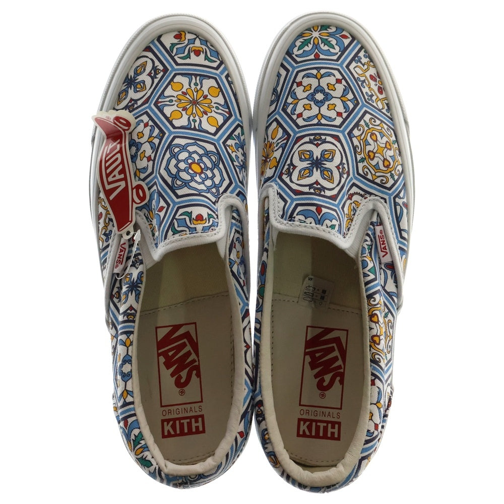 VANS(ヴァンズ) ×KITH Og Classic Slip-O Moroccan キス モロカン タイルブルー ペイズリースリッポン ローカットシューズ ホワイト US9/27cm VN0A45JK2CM