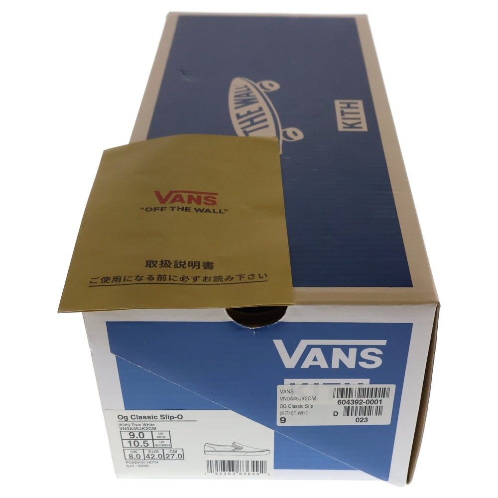 VANS(ヴァンズ) ×KITH Og Classic Slip-O Moroccan キス モロカン タイルブルー ペイズリースリッポン ローカットシューズ ホワイト US9/27cm VN0A45JK2CM