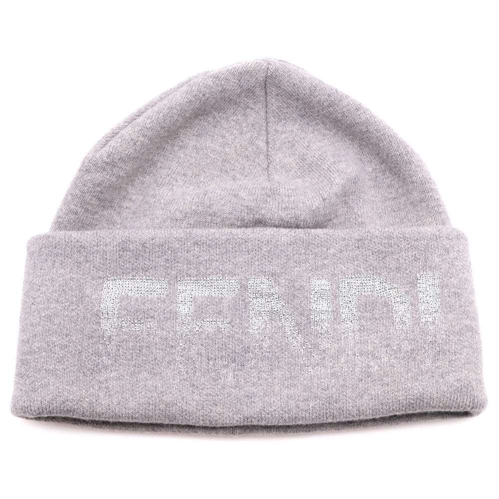 FENDI(フェンディ) ラメロゴ ニットキャップ ニット帽 ビーニー 帽子 グレー FXQ334 ARHD S/M