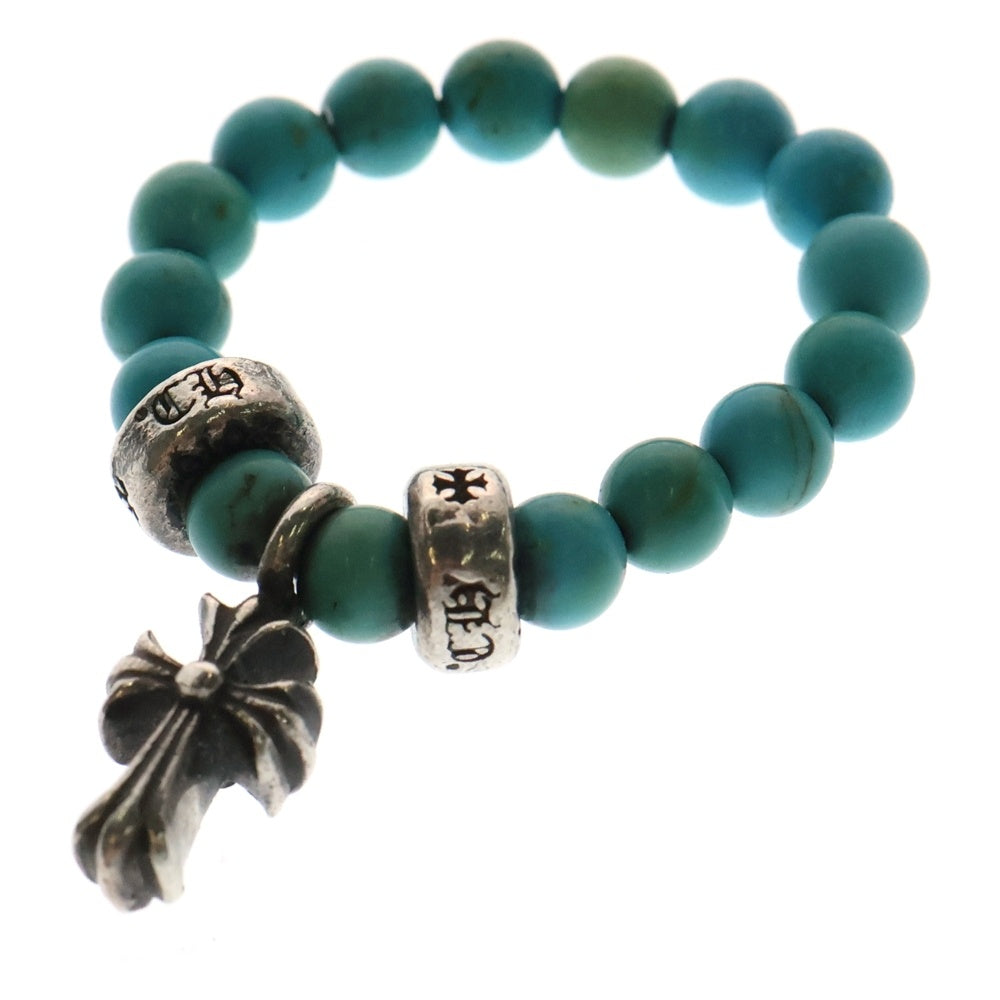 CHROME HEARTS(クロムハーツ) CHARM BEAD RING チャーム付ビーズ CHスタックチャーム ターコイズリング ブルー/シルバー