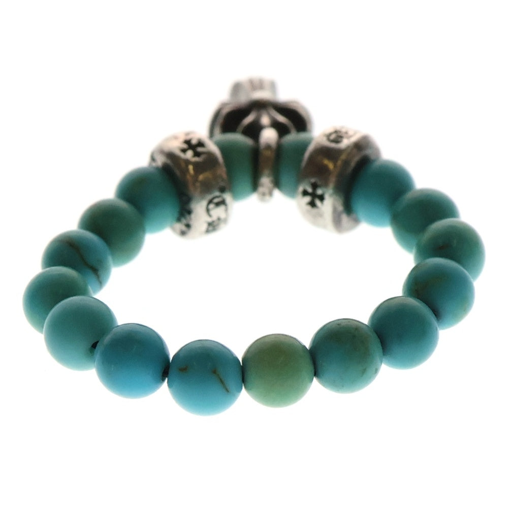CHROME HEARTS(クロムハーツ) CHARM BEAD RING チャーム付ビーズ CHスタックチャーム ターコイズリング ブルー/シルバー