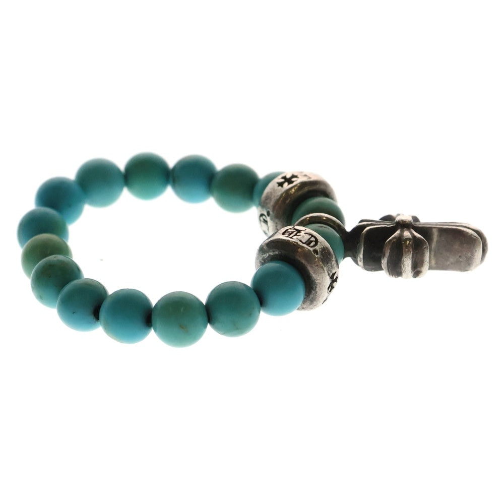 CHROME HEARTS(クロムハーツ) CHARM BEAD RING チャーム付ビーズ CHスタックチャーム ターコイズリング ブルー/シルバー