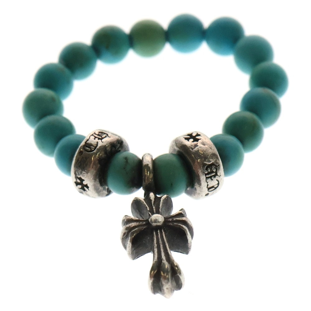 CHROME HEARTS(クロムハーツ) CHARM BEAD RING チャーム付ビーズ CHスタックチャーム ターコイズリング ブルー/シルバー