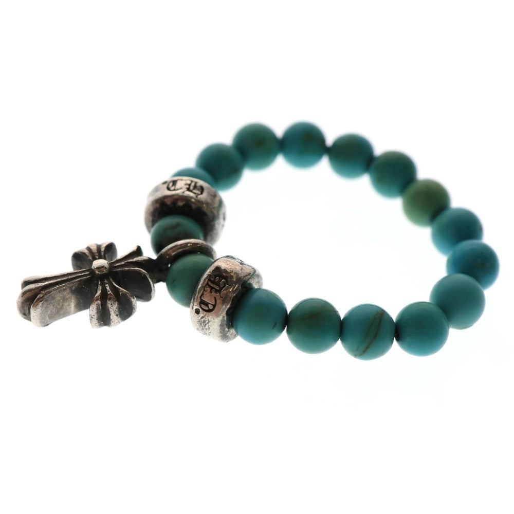 CHROME HEARTS(クロムハーツ) CHARM BEAD RING チャーム付ビーズ CHスタックチャーム ターコイズリング ブルー/シルバー
