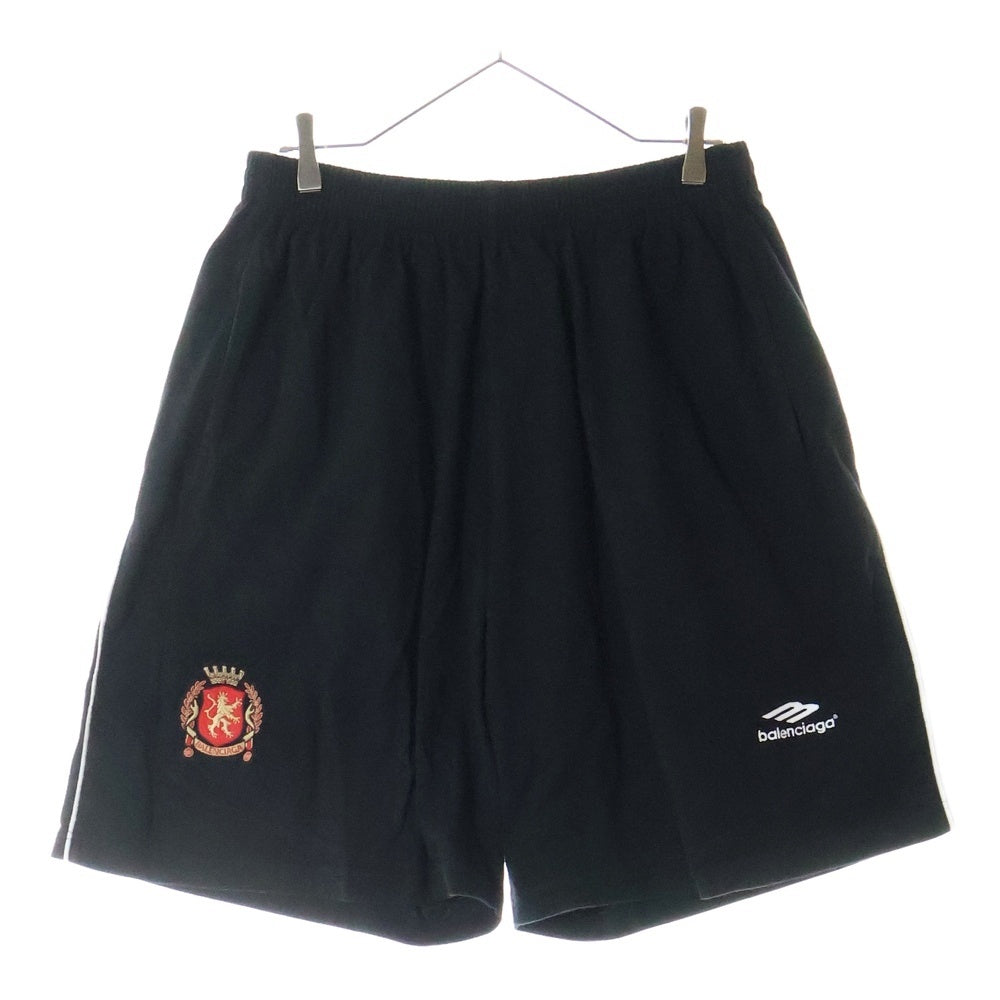BALENCIAGA(バレンシアガ) 24SS Soccer Baggy Shorts サッカーロゴ バギーショーツ ハーフパンツ ブラック 777709 TPVW2