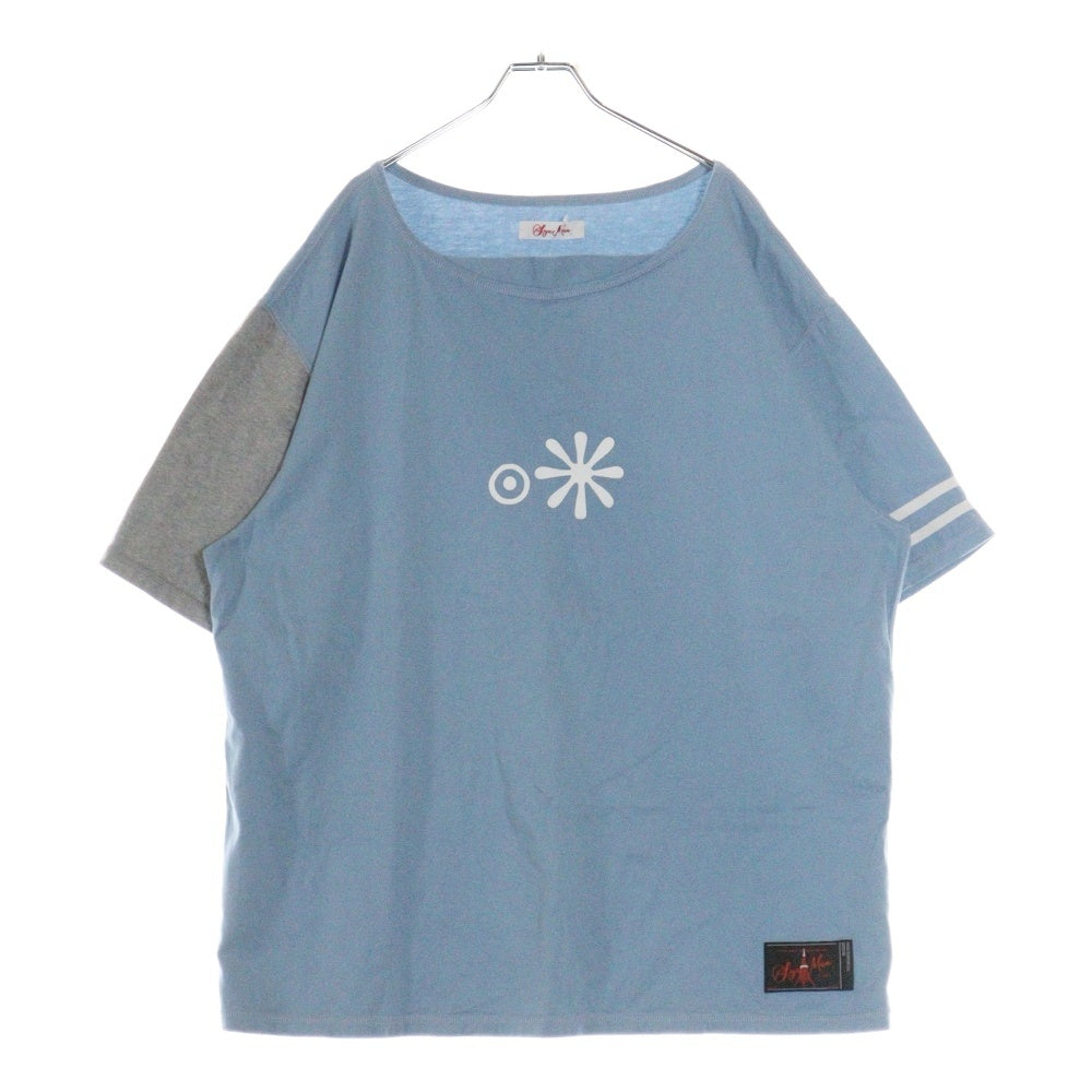 SyuMan(シューマン) 86 boat-neck Short sleeves 86ボートネックショートスリーブティー ロゴプリント半袖Tシャツ YO24SS-02 ブルー