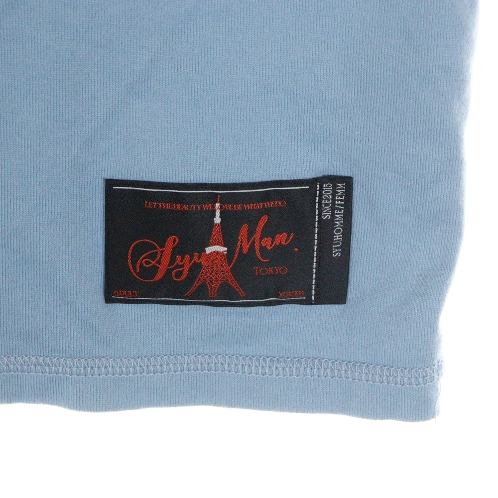 SyuMan(シューマン) 86 boat-neck Short sleeves 86ボートネックショートスリーブティー ロゴプリント半袖Tシャツ YO24SS-02 ブルー