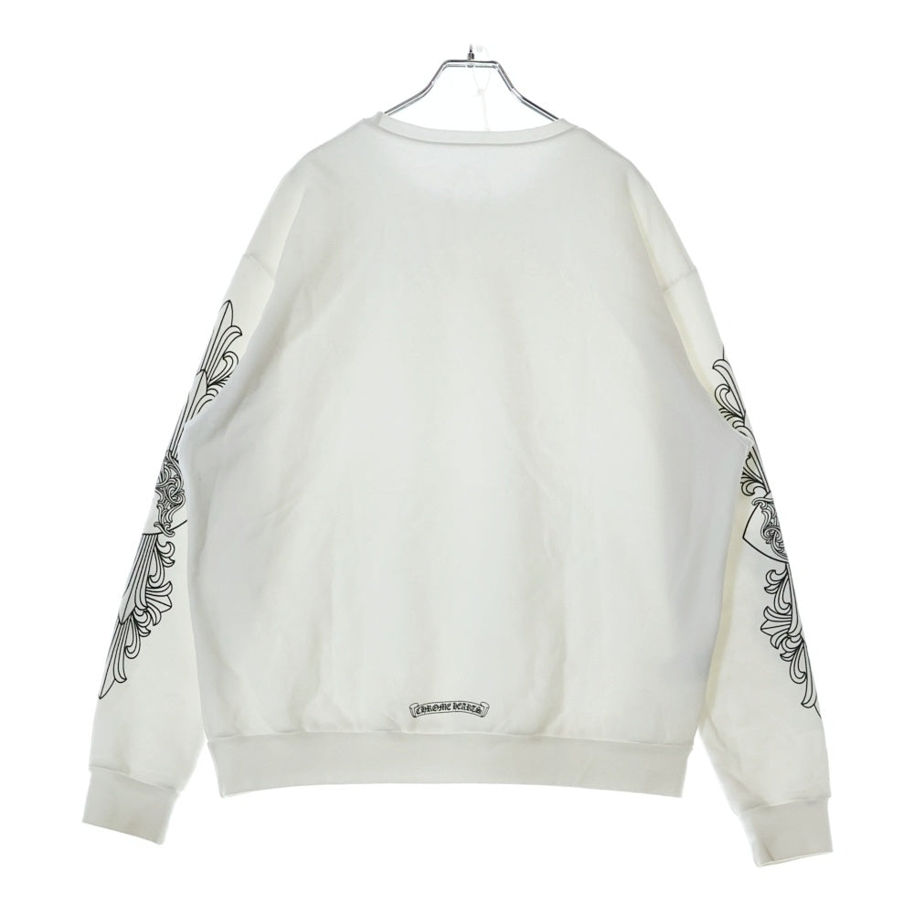 CHROME HEARTS(クロムハーツ) LOVE YOU CREW SWTSHRT フローラルクロスハートプリント クルーネックスウェットトレーナー ホワイト
