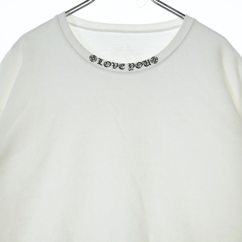CHROME HEARTS(クロムハーツ) LOVE YOU CREW SWTSHRT フローラルクロスハートプリント クルーネックスウェットトレーナー ホワイト