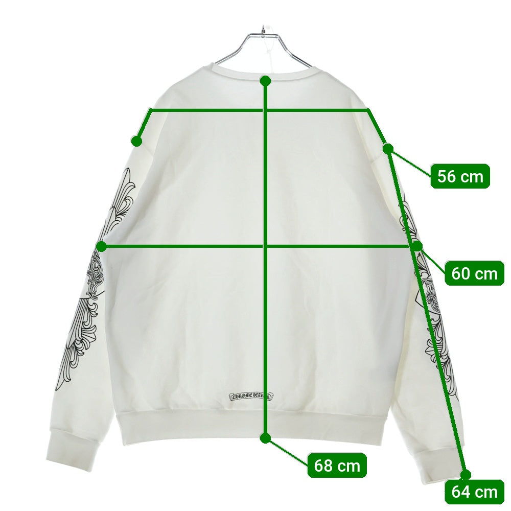 CHROME HEARTS(クロムハーツ) LOVE YOU CREW SWTSHRT フローラルクロスハートプリント クルーネックスウェットトレーナー ホワイト