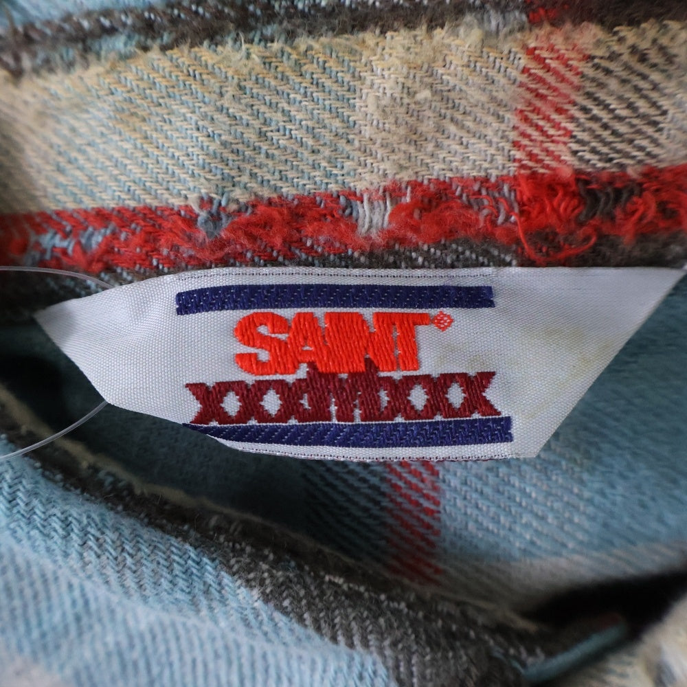 SAINT MICHAEL(セントマイケル) 25SS FLANNEL SHIRT ダメージ加工 長袖チェックシャツ ネルシャツ ブルー SM-HR8-0000-040