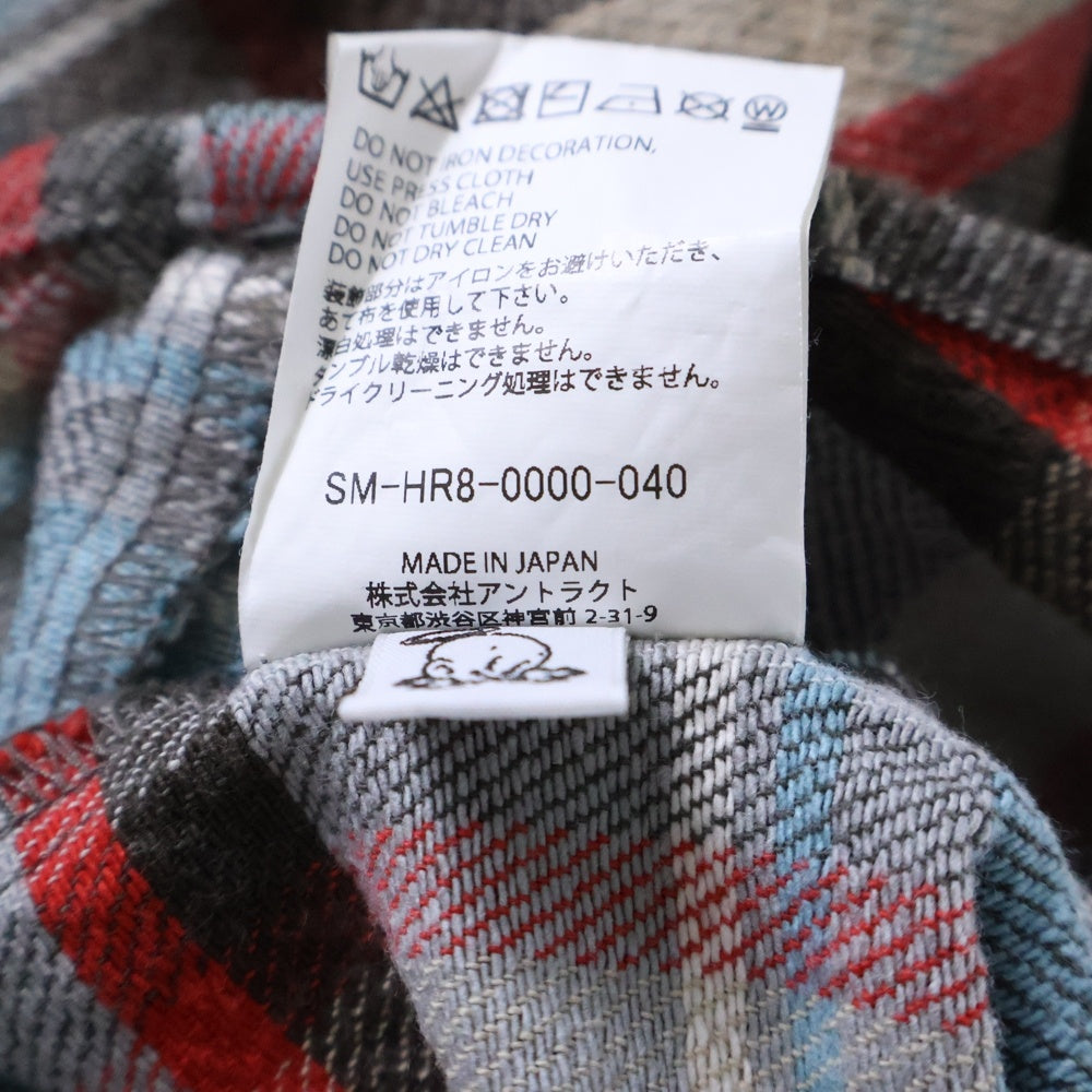 SAINT MICHAEL(セントマイケル) 25SS FLANNEL SHIRT ダメージ加工 長袖チェックシャツ ネルシャツ ブルー SM-HR8-0000-040