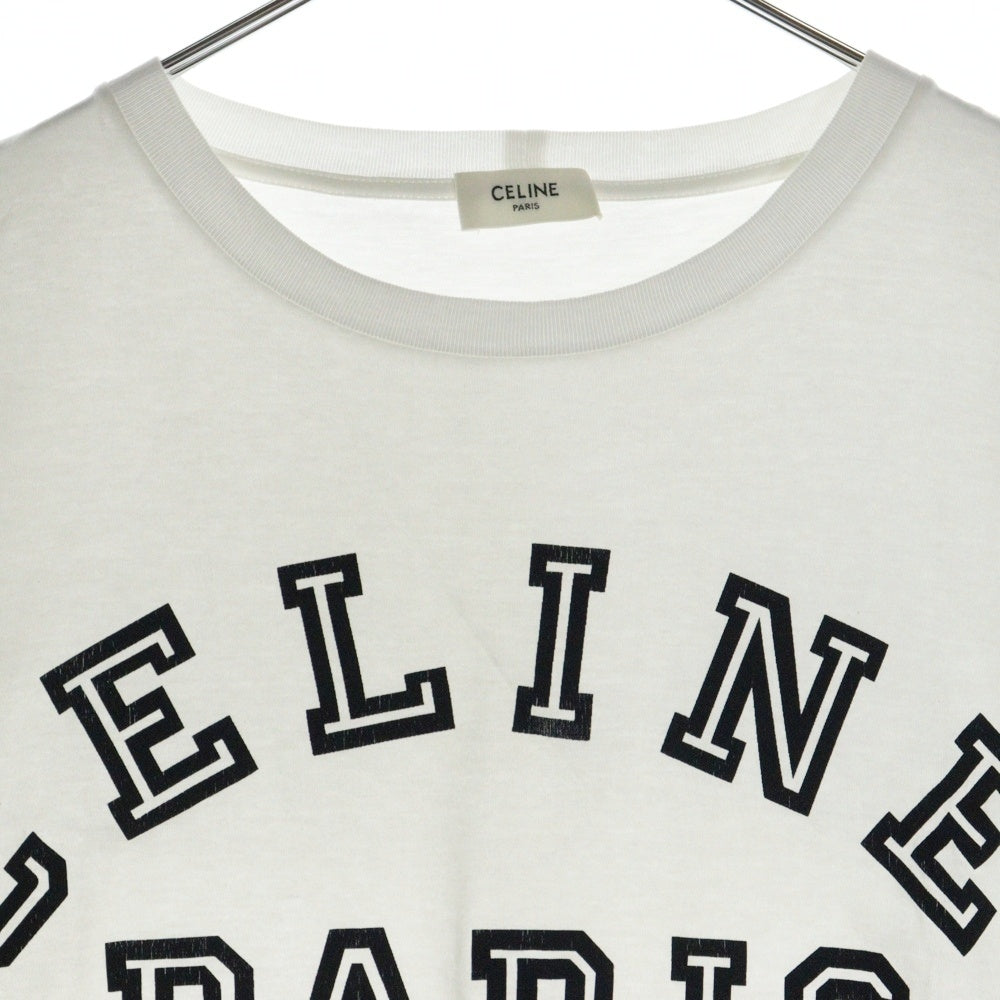 CELINE(セリーヌ) 21SS T-Shirt クロップド ロゴプリント半袖Tシャツ ホワイト レディース 2X743674Q