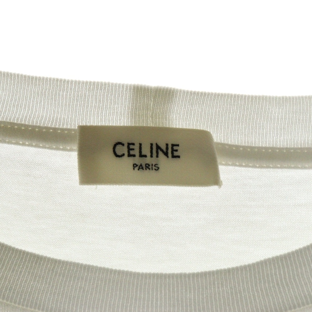 CELINE(セリーヌ) 21SS T-Shirt クロップド ロゴプリント半袖Tシャツ ホワイト レディース 2X743674Q