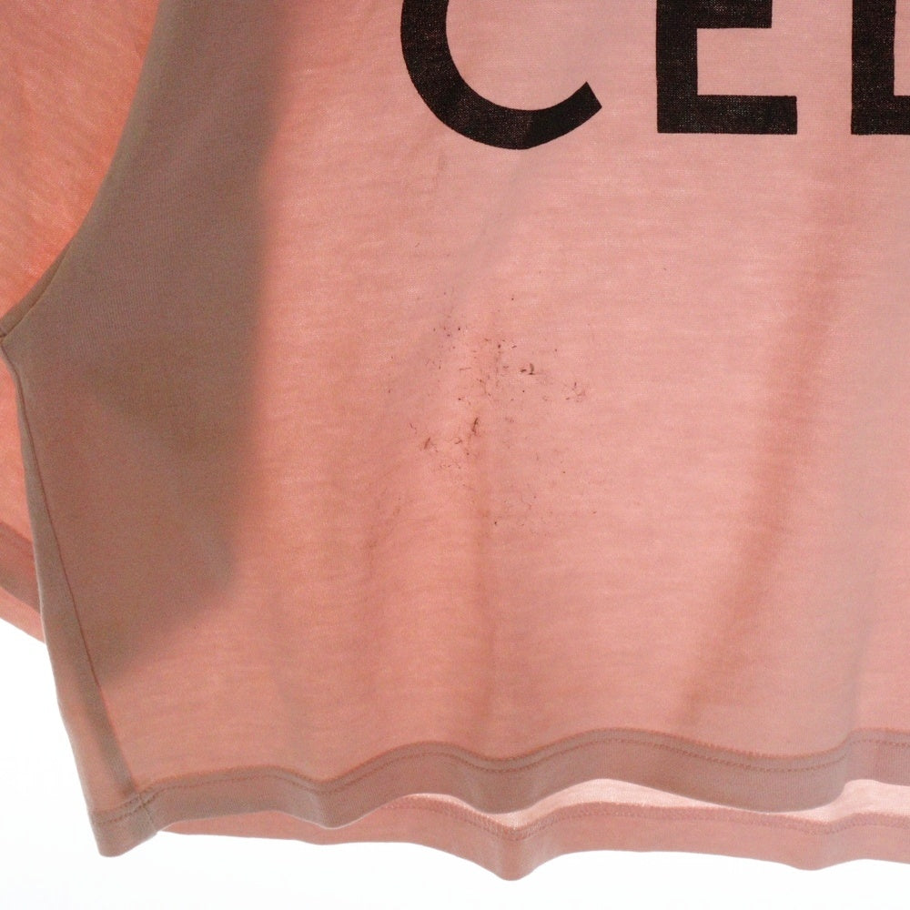 CELINE(セリーヌ) 21SS T-Shirt クロップド ロゴプリント半袖Tシャツ ピンク レディース 2X761501F