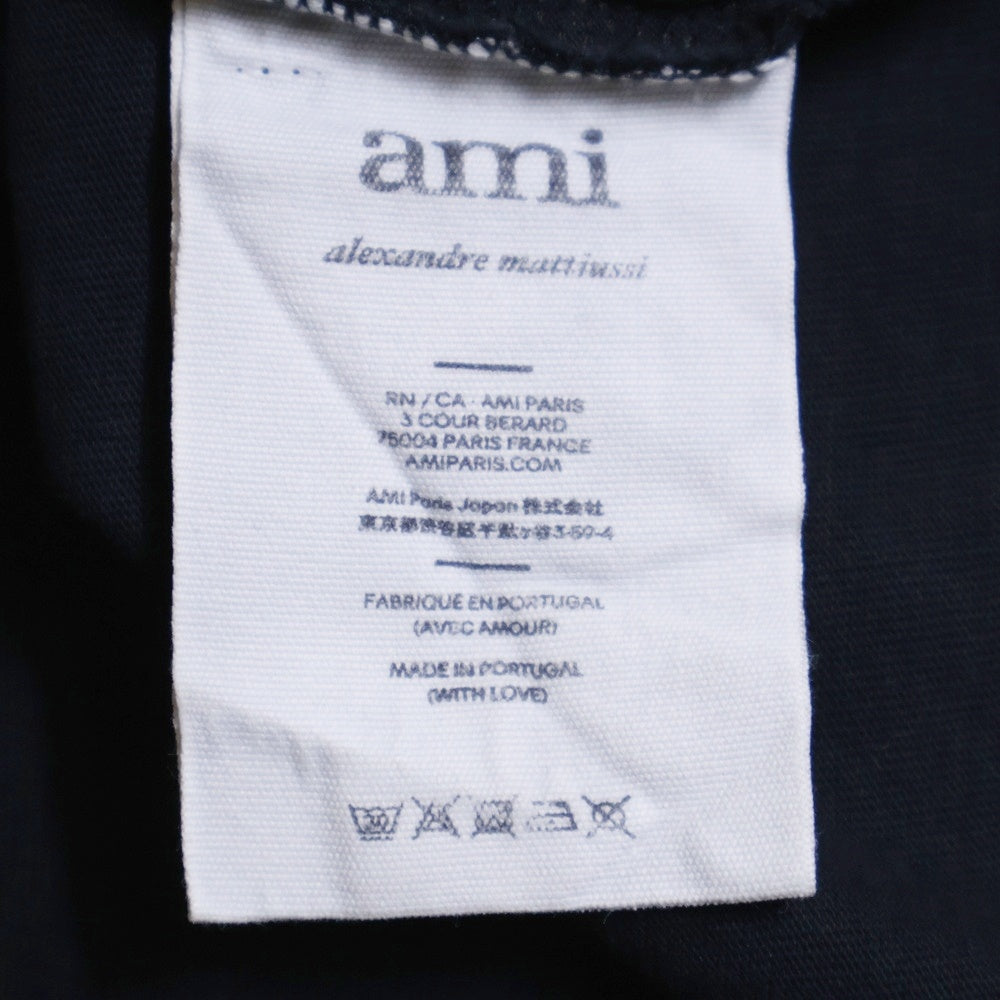 AMI Alexandre Mattiussi(アミアレクサンドルマテュッシ) T-Shirt ハートロゴ刺繍 半袖Tシャツ ブラック A21HJ128.726