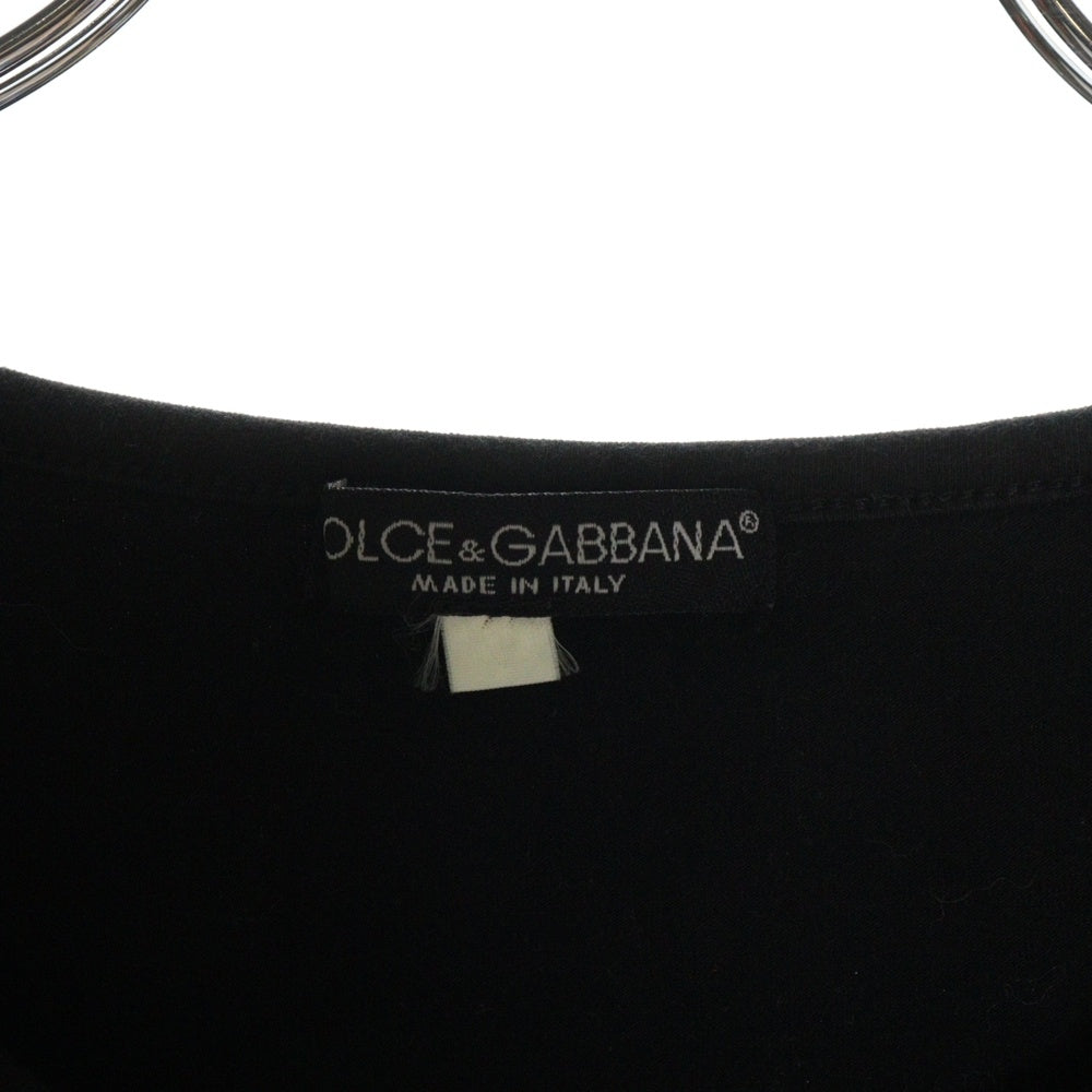 DOLCE & GABBANA(ドルチェアンドガッバーナ) Line Stone Logo T-shirts ラインストーンロゴTシャツ レディース半袖Tシャツ ブラック