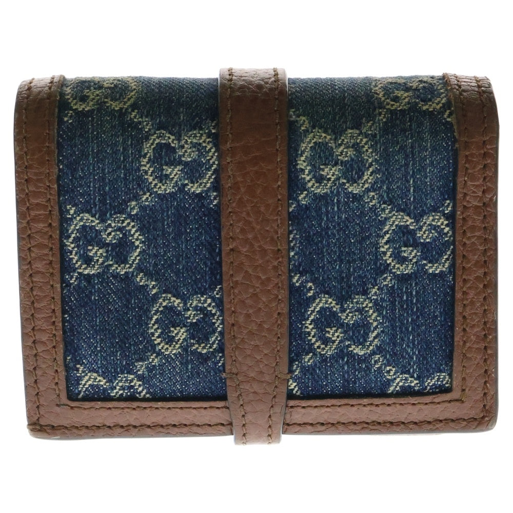 GUCCI(グッチ) GG スプリーム ジャッキー1961 二つ折り財布 コンパクトウォレット レディース財布 インディゴ×ブラウン