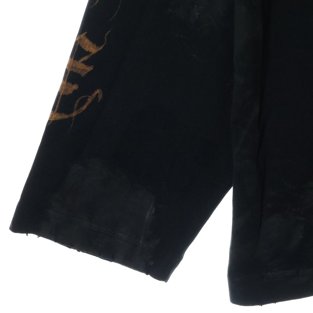 BALENCIAGA(バレンシアガ) 23SS Heavy Metal Long Sleeve T-shirt ヘビーメタルロゴ ダメージ加工長袖Tシャツ ロンT ブラック 739783 TOVE1