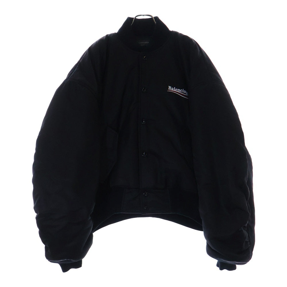 BALENCIAGA(バレンシアガ) Political Varsity Bomber Jacket ロゴ刺繍 ボンバージャケット ブラック 758940 TNO27