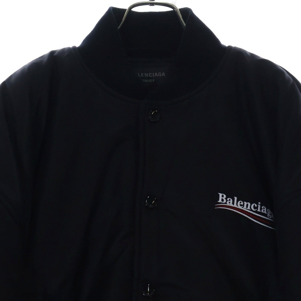BALENCIAGA(バレンシアガ) Political Varsity Bomber Jacket ロゴ刺繍 ボンバージャケット ブラック 758940 TNO27