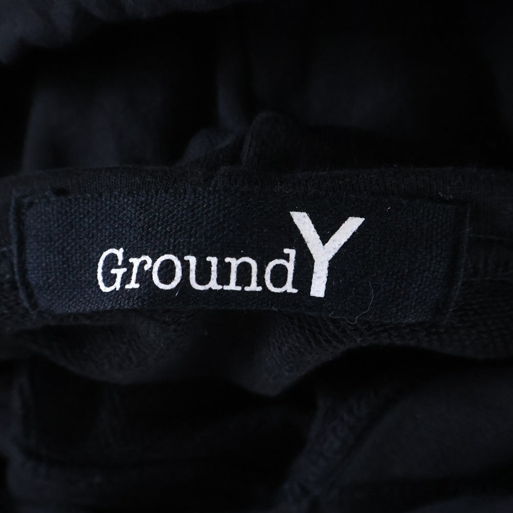 Ground Y(グラウンドワイ) 反転ロゴプリントパーカー コットンプルオーバーパーカー GA-T74-078 ブラック