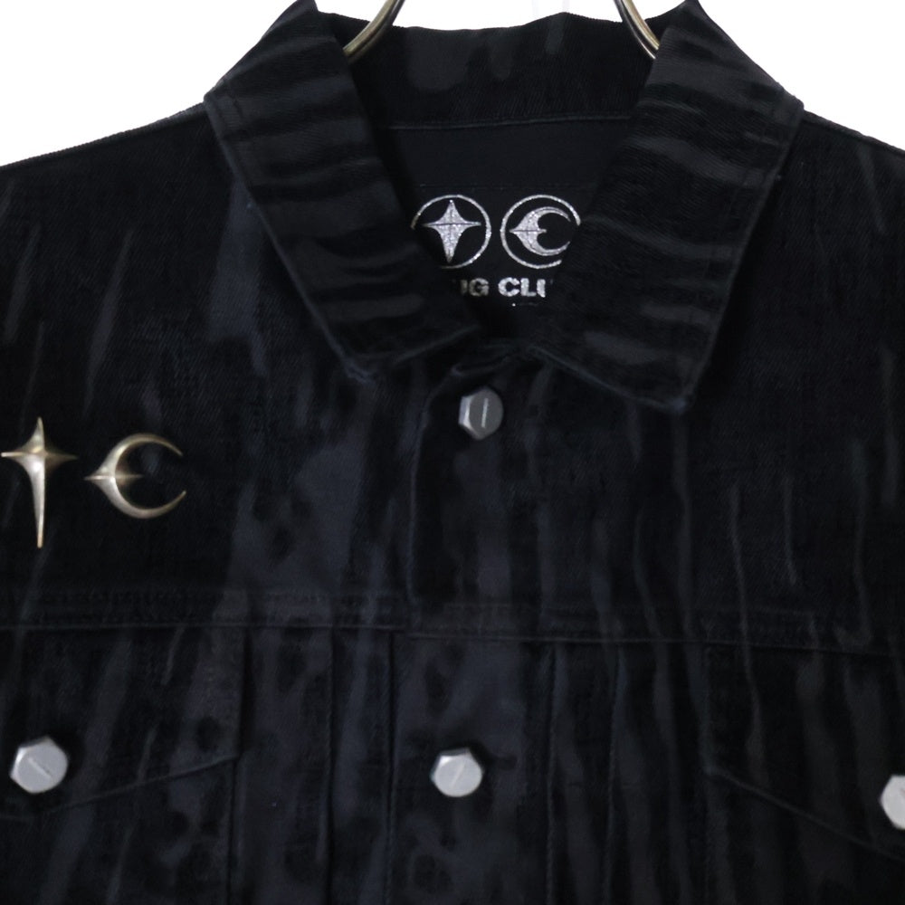 THUG CLUB(サグクラブ) 25SS Blood Lazered Denim Jacket ブラッドレーザードデニムジャケット ブラック TC25JK1202