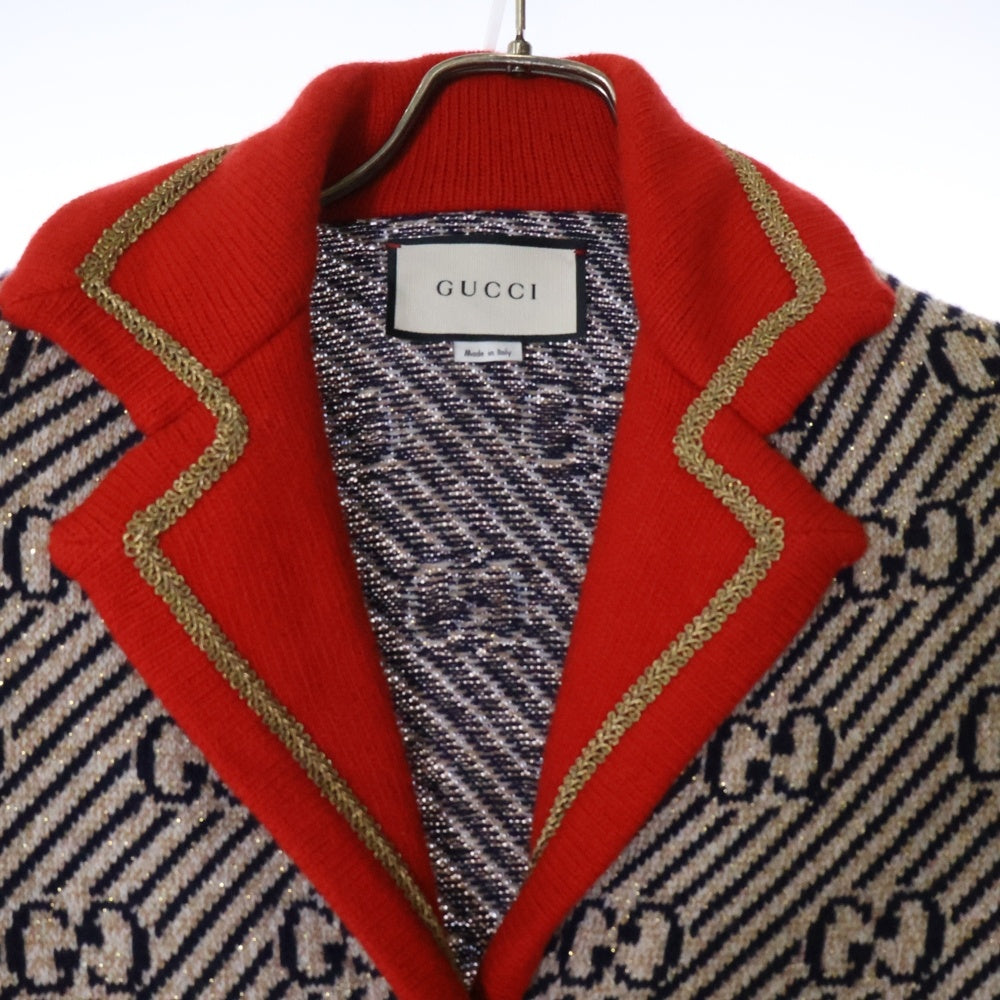 GUCCI(グッチ) Wool Knit Jacket GG総柄 ウールニットジャケット ベージュ 553505 XKAIV