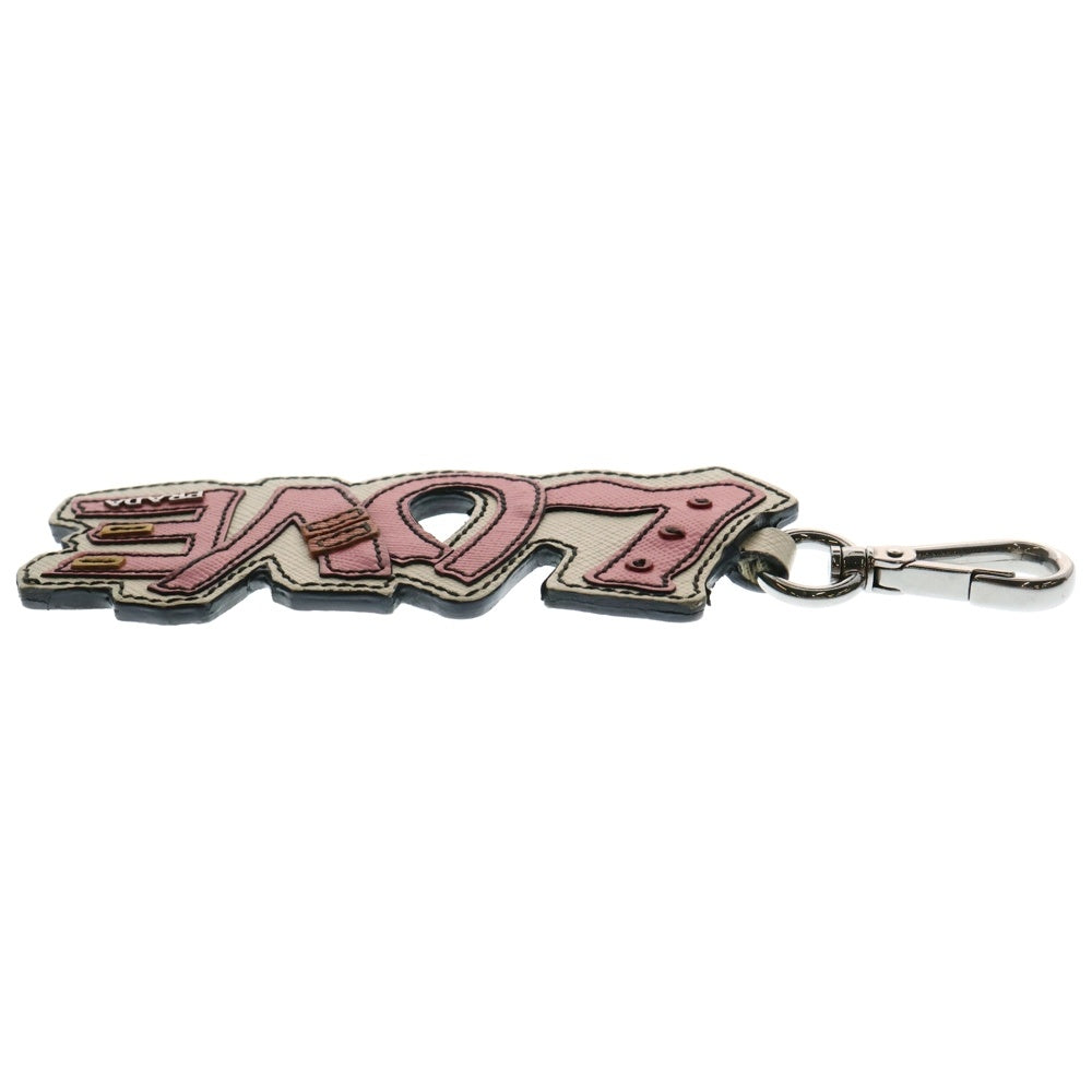 PRADA(プラダ) LOVE Saffiano Leather Keychain ラブ サフィアーノ キーリング ピンク