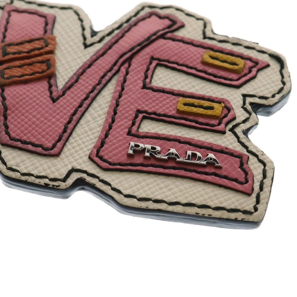 PRADA(プラダ) LOVE Saffiano Leather Keychain ラブ サフィアーノ キーリング ピンク
