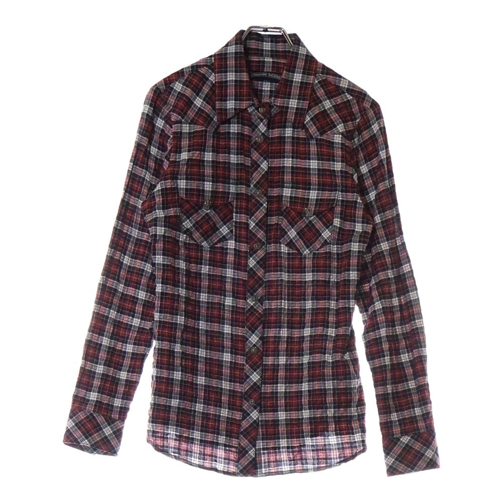 CHROME HEARTS(クロムハーツ) BSフレアボタン チェック柄 コットン長袖シャツ レッド
