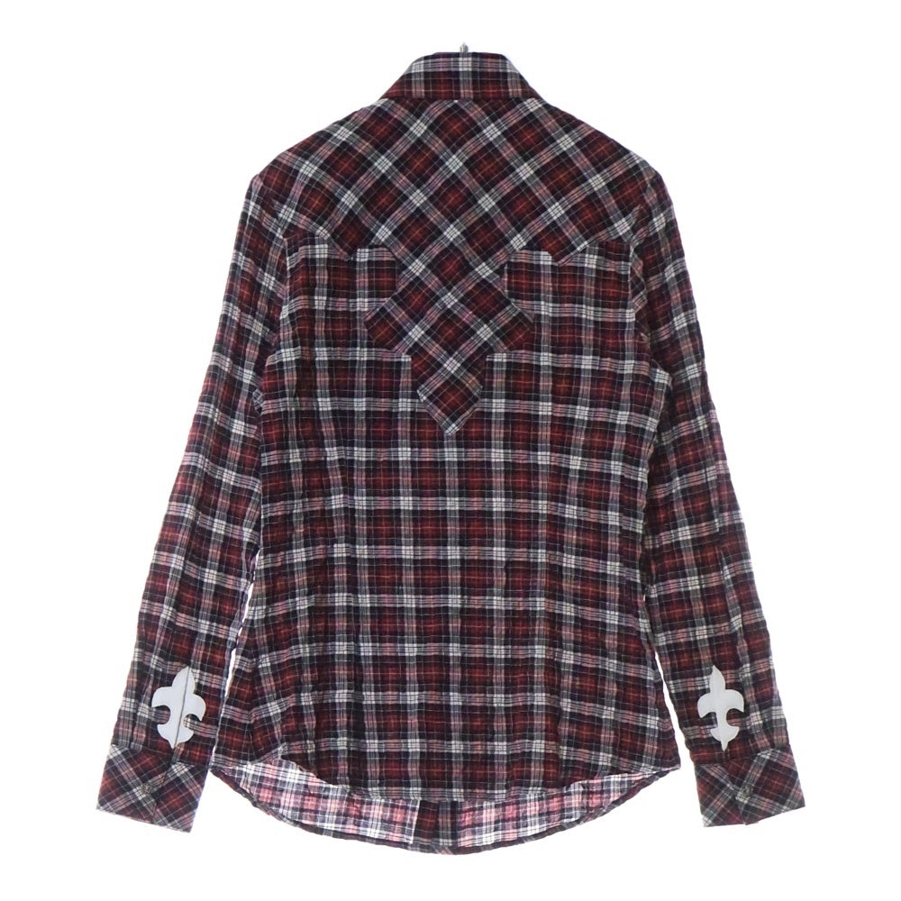 CHROME HEARTS(クロムハーツ) BSフレアボタン チェック柄 コットン長袖シャツ レッド