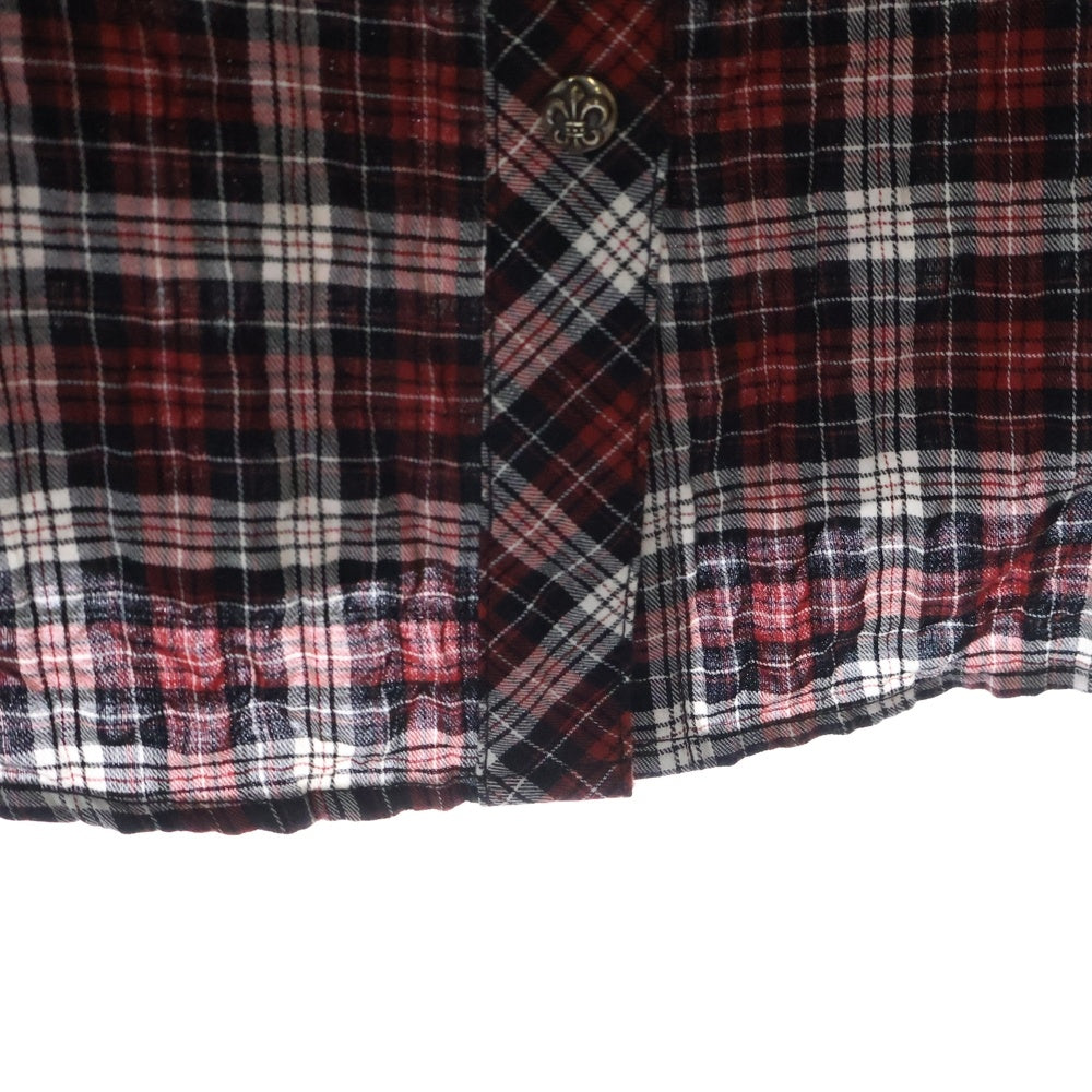 CHROME HEARTS(クロムハーツ) BSフレアボタン チェック柄 コットン長袖シャツ レッド