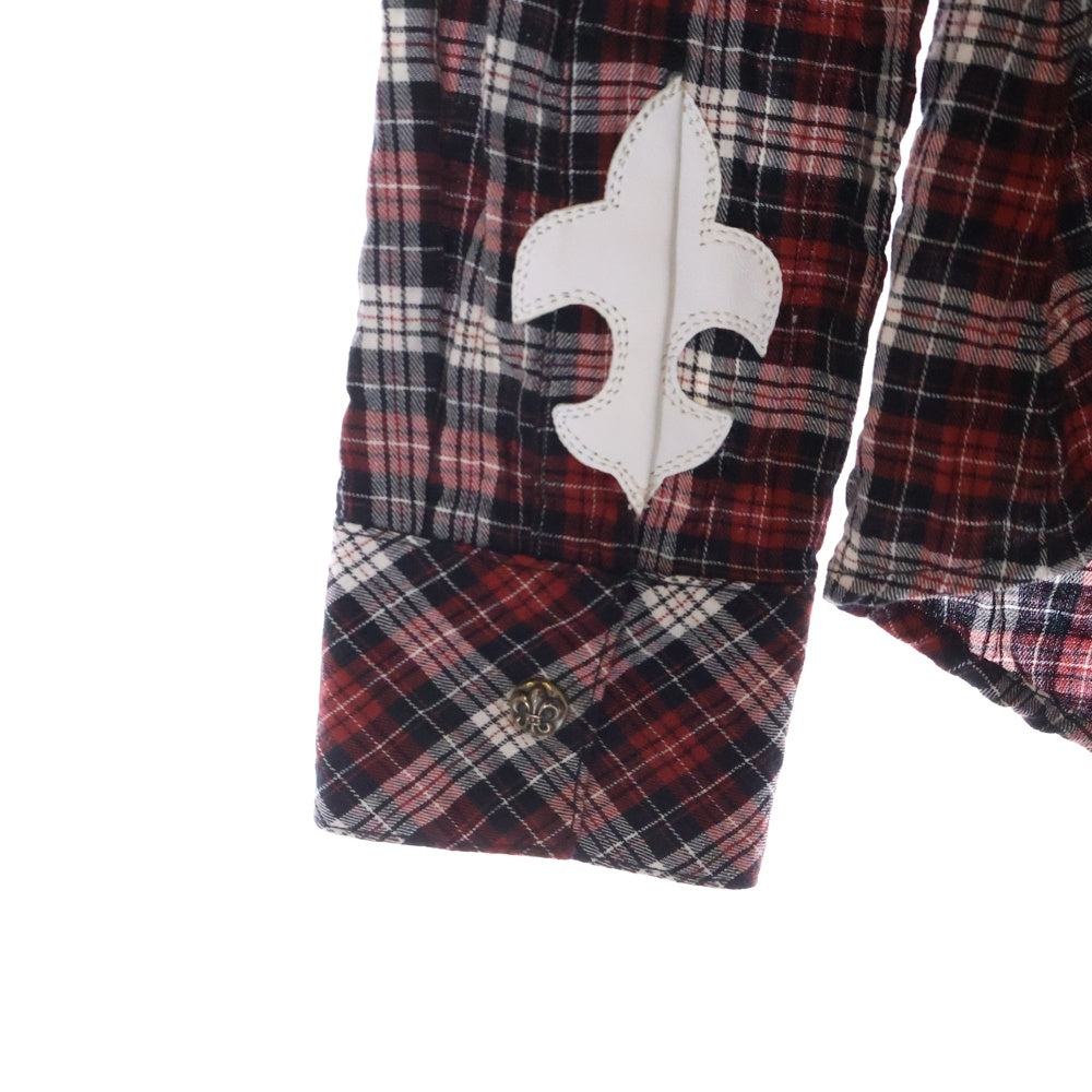 CHROME HEARTS(クロムハーツ) BSフレアボタン チェック柄 コットン長袖シャツ レッド