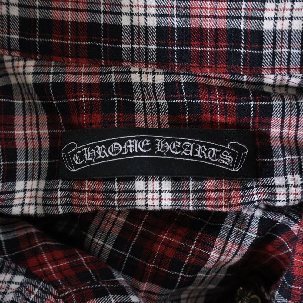 CHROME HEARTS(クロムハーツ) BSフレアボタン チェック柄 コットン長袖シャツ レッド