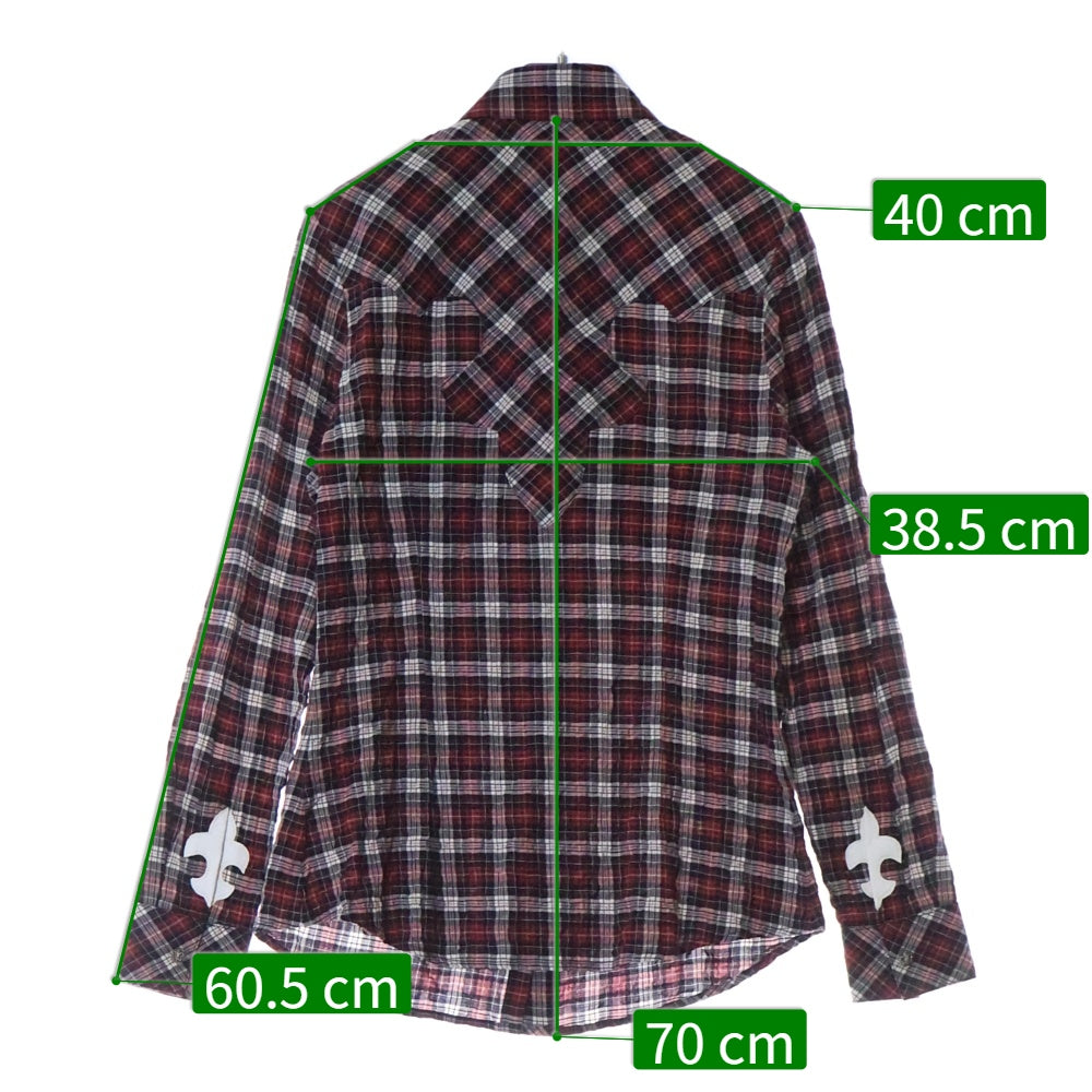 CHROME HEARTS(クロムハーツ) BSフレアボタン チェック柄 コットン長袖シャツ レッド