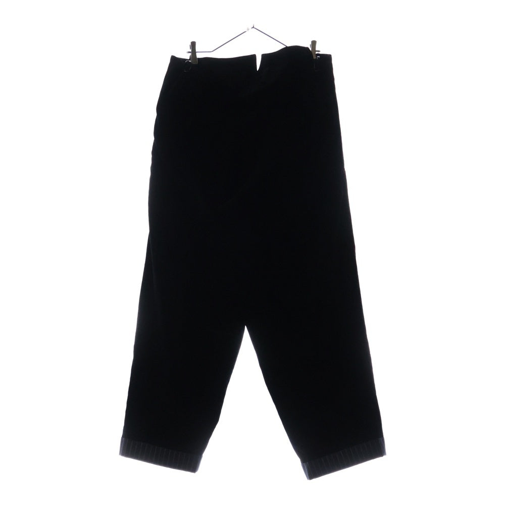 Yohji Yamamoto POUR HOMME(ヨウジヤマモト プールオム) 裏地ストライプ ベロアスラックス ロングパンツ ブラック HE-P63-019