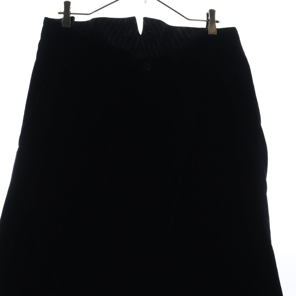 Yohji Yamamoto POUR HOMME(ヨウジヤマモト プールオム) 裏地ストライプ ベロアスラックス ロングパンツ ブラック HE-P63-019