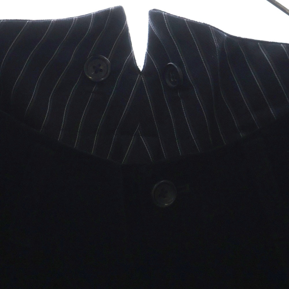 Yohji Yamamoto POUR HOMME(ヨウジヤマモト プールオム) 裏地ストライプ ベロアスラックス ロングパンツ ブラック HE-P63-019