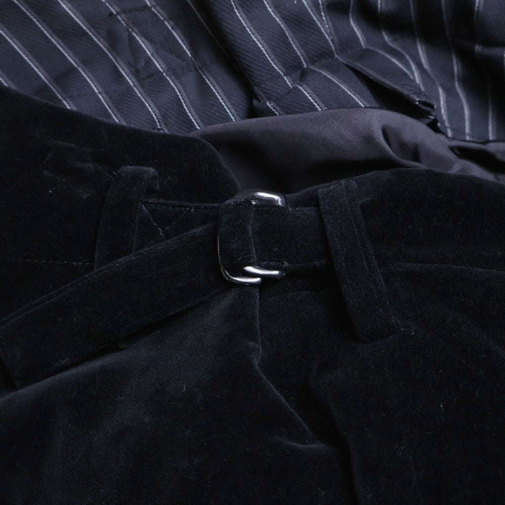 Yohji Yamamoto POUR HOMME(ヨウジヤマモト プールオム) 裏地ストライプ ベロアスラックス ロングパンツ ブラック HE-P63-019