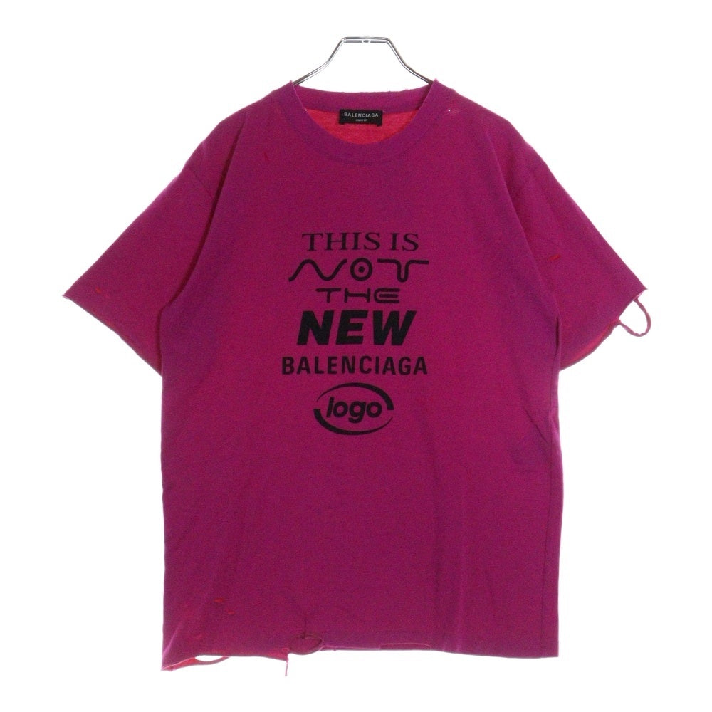 BALENCIAGA(バレンシアガ) This Is Not The New T-Shirt ダメージ加工 半袖Tシャツ ピンク 661705 TKVE1