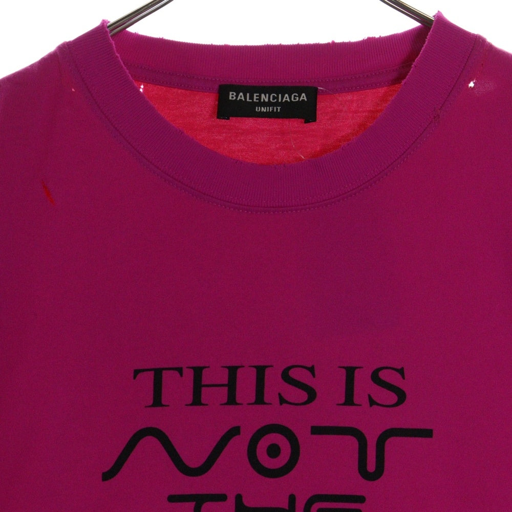 BALENCIAGA(バレンシアガ) This Is Not The New T-Shirt ダメージ加工 半袖Tシャツ ピンク 661705 TKVE1