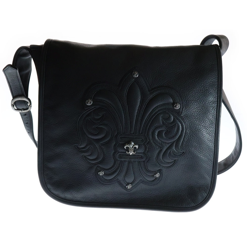 CHROME HEARTS(クロムハーツ) BAGMAIL BS FLUER メールバッグ BSフレア装飾 レザーショルダーバッグ ブラック