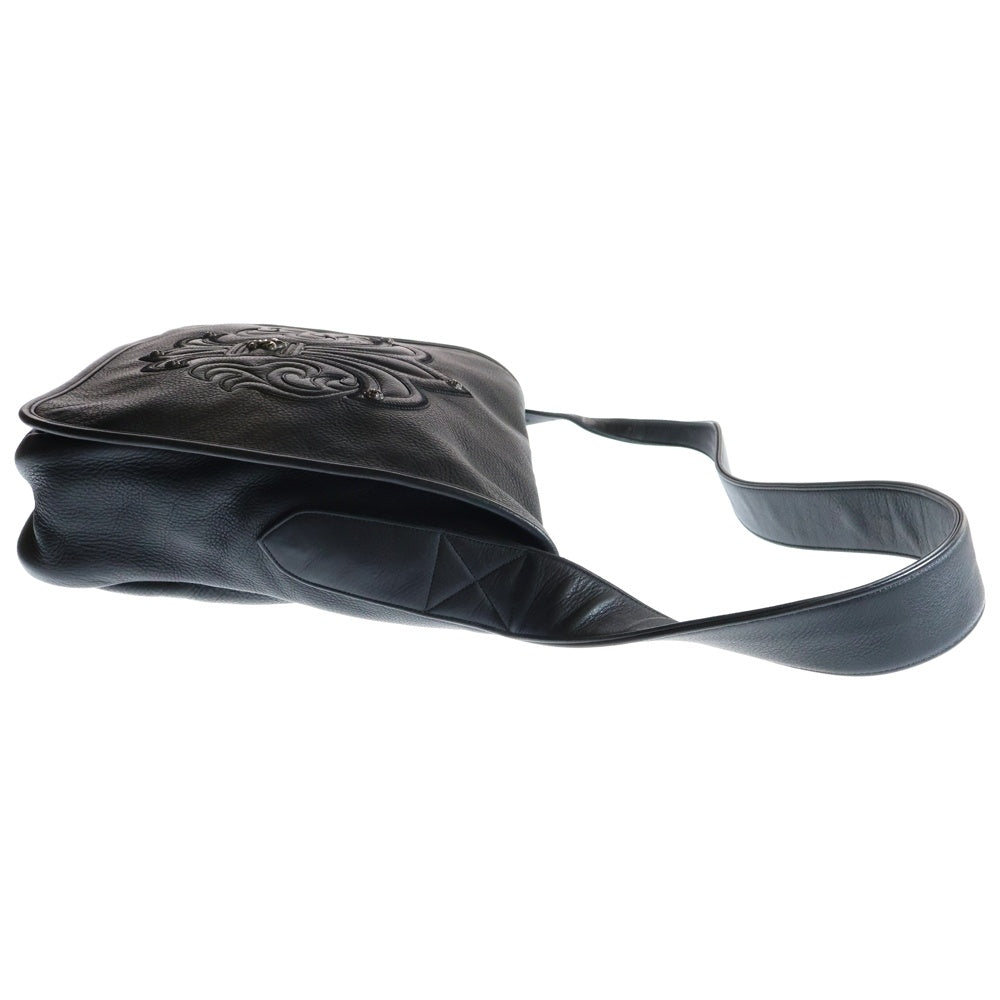 CHROME HEARTS(クロムハーツ) BAGMAIL BS FLUER メールバッグ BSフレア装飾 レザーショルダーバッグ ブラック
