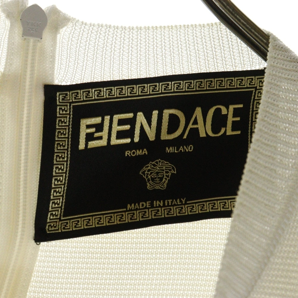 FENDI(フェンディ) ×VERSACE ×ヴェルサーチ セーフティピン装飾 ニットワンピース アイボリー FND952AJTM レディース