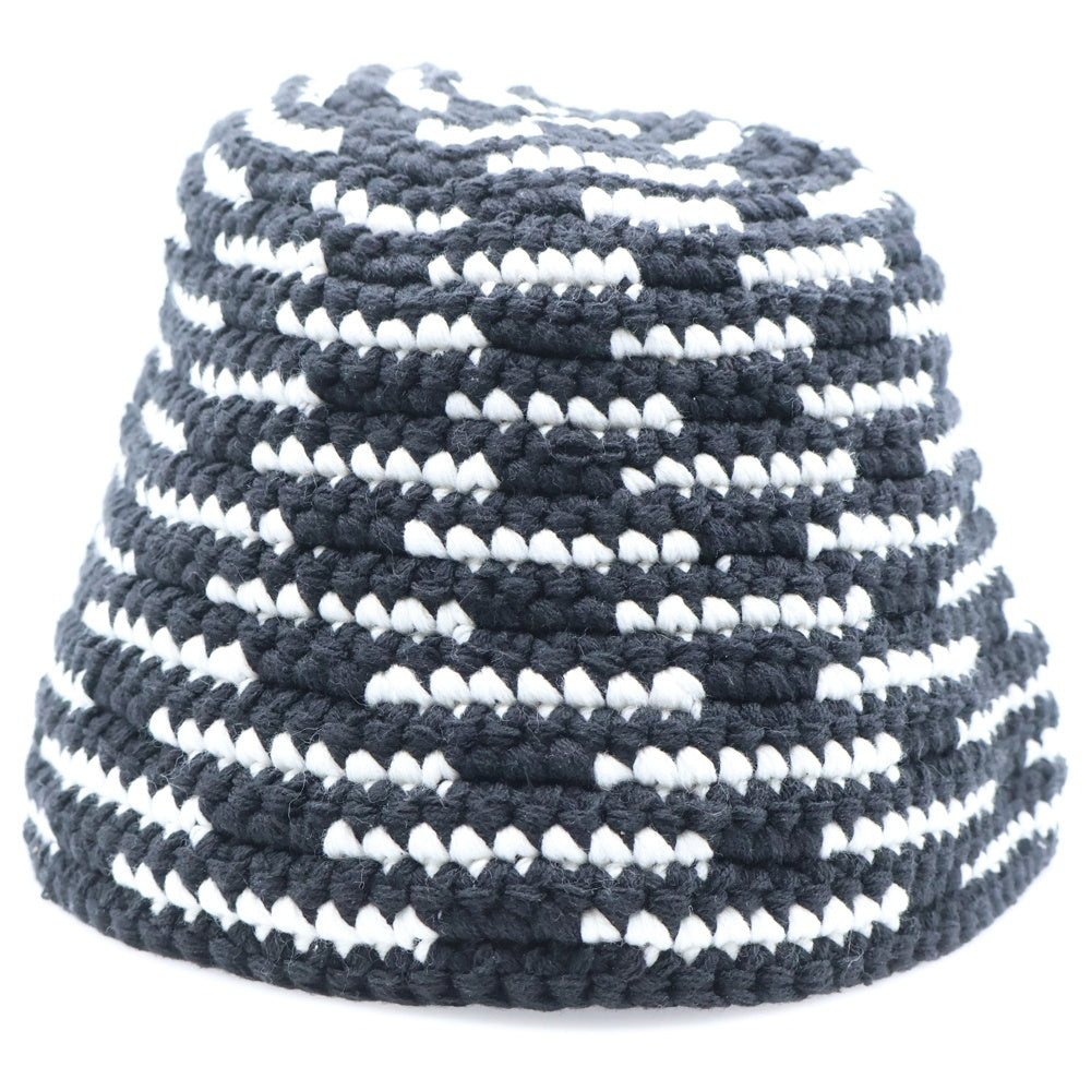 SAINT MICHAEL(セントマイケル) 25SS KNIT BUCKET HAT ニットバケットハット 帽子 ブラック/ホワイト SM-HR8-0000-084